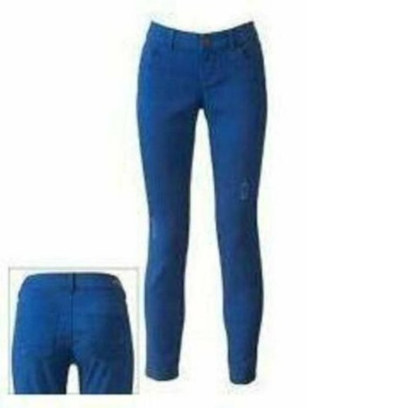 Womens Jeggings Blue sz 0 Leggings Skinny Stretch Mid Distressed Lauren Conrad - Picture 1 of 5